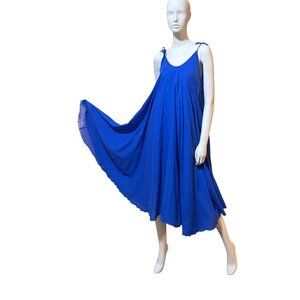 New Ipekci Otanic Tank Dress XL Asymmetric Blue Sustainable Turkish OEKO TEK